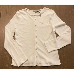 Green Envelope Los Angeles Women’s Cardigan White Long Sleeve Ribbed NWT  Sz XL